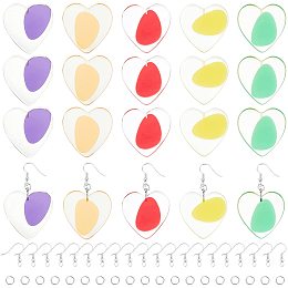 NBEADS 10 Pairs Dangle Earring Making Kits, 5 Colors Transparent Heart Resin Pendants Making Kits with Earring Hooks and Jump Rings for DIY Keychain Jewelry Making