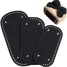 PandaHall Elite 3pcs Black Purse Bottom for Crochet, 3 Sizes Bag Bottom Oval Leather Bottom Shaper Pads for Bags Cushion Base with Holes for DIY Crochet Bag Shoulder Bags Purse Crafts Making