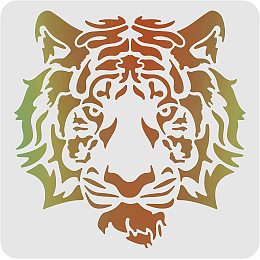 FINGERINSPIRE Tiger Stencils Template 11.8x11.8 inch Plastic Tiger Head Drawing Painting Stencils Square Reusable Animal Head Stencils for Painting on Wood, Floor, Wall and Fabric