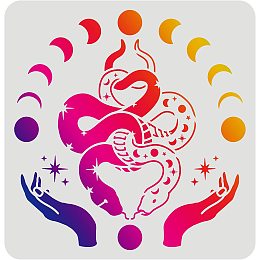 FINGERINSPIRE Snake Drawing Painting Stencils Templates (11.8x11.8inch) Plastic Lifting Hands Stencils Decoration Square Moon and Star Stencils for Painting on Wood, Floor, Wall and Fabric