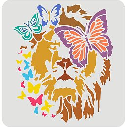 FINGERINSPIRE Lion Stencils 11.8x11.8 inch Lion Head Stencil Template Plastic Lion Butterflies Pattern Stencils Reusable Animal Head Stencils DIY Home Decor Stencil for Animals Craft Painting