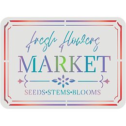 FINGERINSPIRE Fresh Flowers Market Stencil 11.7x8.3inch Seeds-Stems-Blooms Spring Flower Market Drawing Stencil Floral Farmhouse Stencil for Painting on Wood, Fabric, Paper, Wall