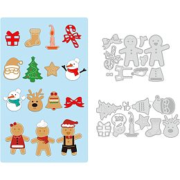 BENECREAT 2Pcs Christmas Cutting Dies Stencils, Snowman, Santa Claus, Elk Gingerbread Man Carbon Steel Stencil for Card Making, Embossing DIY Paper Card