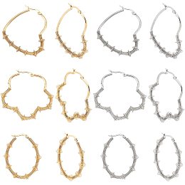 UNICRAFTALE 6 Pairs 3 Style 2 Colors Hoop Earrings Stainless Steel Ear Wires Components Hypoallergenic Earrings Heart/Flower/Oval Earring Findings Components for Women Earrings Jewellery Making