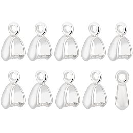 BENECREAT 10 Pcs 925 Sterling Silver Ice Cone Pinch Bail, 8mm Clip Connector, Pendant Connector, Pendant Buckle Connector, for Earring Pendant Necklace Jewelry Making