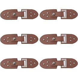 FINGERINSPIRE 6 Pairs Leather Sew-On Toggles Closures Coconut Brown PU Leather Snap Toggle with Rivets Metal Leather Clasp Fastener Replacement Snap Toggle for Shoes Coat Jacket Bags DIY Craft