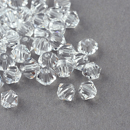 Honeyhandy Imitation Crystallized Glass Beads, Transparent, Faceted, Bicone, Clear, 6x5mm, Hole: 1.3mm, about 288pcs/bag