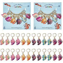 NBEADS 24 Pcs Butterfly Stitch Markers, Enamel Alloy Crochet Stitch Marker Charms Removable 304 Stainless Steel Clasps Locking Stitch Marker for Knitting Weaving Sewing Jewelry Making