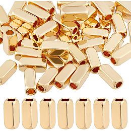 SUPERFINDINGS 50Pcs Brass Tube Beads Cuboid Spacer Beads 6x2.5mm Straight Tube Beads 18K Gold Plated Cuboid Tiny Smooth Beads for DIY Jewelry Making, Hole: 1.6mm