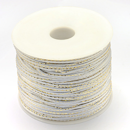 Honeyhandy Metallic Stain Beads String Cords, Nylon Mouse Tail Cord, Light Grey, 1.5mm, about 100yards/roll(300 feet/roll)