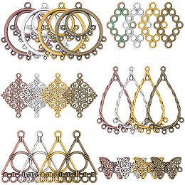 PandaHall Elite 96pcs Earrings Pendants Kit, 6 Styles Metal Hollow Links Connectors Bohemian Dangle Pendant Earrings for Earring Bracelet Necklace Choker Jewelry DIY Craft Making (4 Colors)