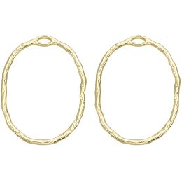 CHGCRAFT 100pcs Semi-Finished Oval Pendants Alloy Open Back Bezel Pendants Pressed Resin Frame Pendant for Resin Earrings Necklace Bracelet Jewelry Making 1.18x0.85x0.06inch, Light Gold