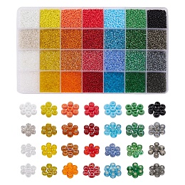 Honeyhandy 22400Pcs 28 Colors 12/0 Glass Seed Beads, for DIY Jewelry Making, Round, Mixed Color, 2mm, Hole: 1mm, 800pcs/color