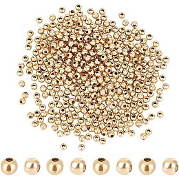 UNICRAFTALE 500Pcs 3mm Diameter Golden Stainless Steel Round Seamed Beads Smooth Round Loose Beads Tiny Metal Hollow Crimp Bead for Jewelry Bracelets Necklace DIY Making Crafts