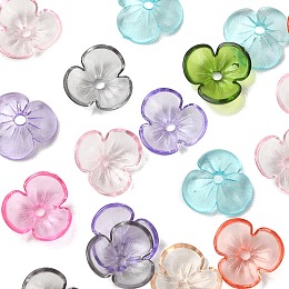 Honeyhandy Transparent Acrylic Bead Caps, 3-Petal Flower, Mixed Color, 10x3mm, Hole: 1.4mm