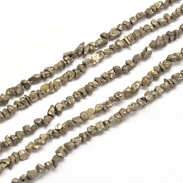 Honeyhandy Natural Pyrite Nuggets Beads Strands, 3~5x3~5mm, Hole: 1mm, about 15.7 inch