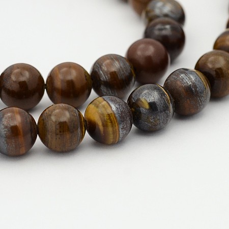ARRICRAFT Natural Tiger Iron Bead Strands, 12mm, Hole: 1mm, about 33pcs/strand, 15.7 inches