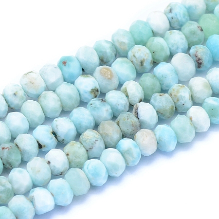 ARRICRAFT Natural Larimar Beads Strands, Faceted, Rondelle, 6~7x4.5~5mm, Hole: 0.6mm, about 86pcs/strand, 15.35 inches(39cm)