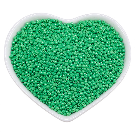 ORNALAND 12/0 Glass Seed Beads, Baking Varnish, Opaque Colours, Round, Lime Green, 2x1.5mm, Hole: 0.3mm; about 11200pcs/bag