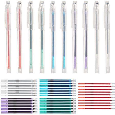 BENECREAT 10Pcs 5 Colors Heat Erasable Fabric Marking Pens with 50Pcs Refills for Quilting, Sewing and Dressmaking
