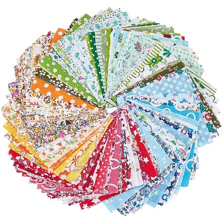 NBEADS 200 Sheets Fabric Squares, 3.93 Inch Cotton Fabric Sauqres Fabric Cotton Patchwork 10x10cm Pre-Cut Quilt Squares for DIY Sewing Scrapbooking