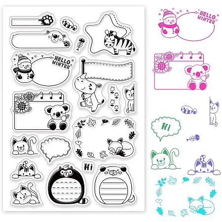 GLOBLELAND Cute Frame Border Animal Clear Stamps Transparent Silicone Stamp for Card Making Decoration and DIY Scrapbooking