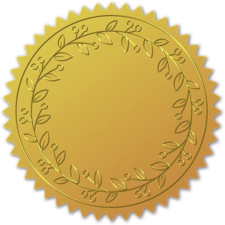 CRASPIRE 100pcs Gold Foil Certificate Seals Wreath Embossed Gold Certificate Seals 2