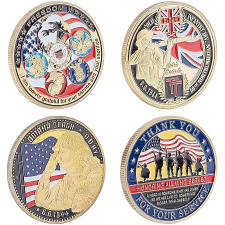 SUPERFINDINGS 4Pcs 4 Style 1.57x0.14Inch(4x0.35cm) Military Veterans Iron Challenge Coin Family Challenge Coin U.S. Army Challenge Coin Family Collection Item Appreciation Gift