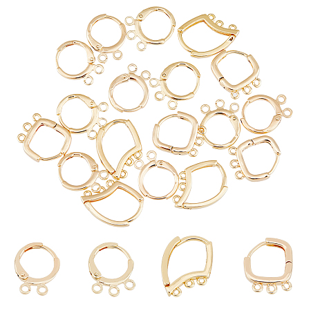 SUPERFINDINGS 20pcs 4 Styles 18k Gold Plated Brass Huggie Hoop Earrings with Multiple Loops Hypoallergenic Hoops Earrings DIY Earring Making Finding Gift Kit for Women
