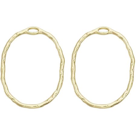 CHGCRAFT 100pcs Semi-Finished Oval Pendants Alloy Open Back Bezel Pendants Pressed Resin Frame Pendant for Resin Earrings Necklace Bracelet Jewelry Making 1.18x0.85x0.06inch, Light Gold