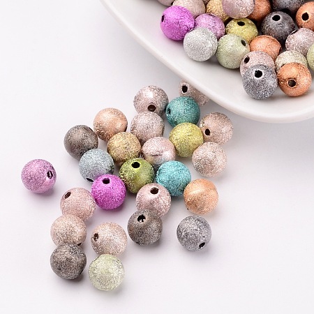 Arricraft Spray Painted Acrylic Beads, Matte Style, Round, Mixed Color, Size: about 8mm in diameter, hole: 1mm, about 2160pcs/500g