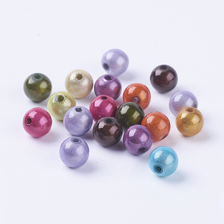 Arricraft Spray Painted Acrylic Beads, Miracle Beads, Bead in Bead, Round, Mixed Color, 8mm, Hole: 1.8mm, about 1800pcs/500g
