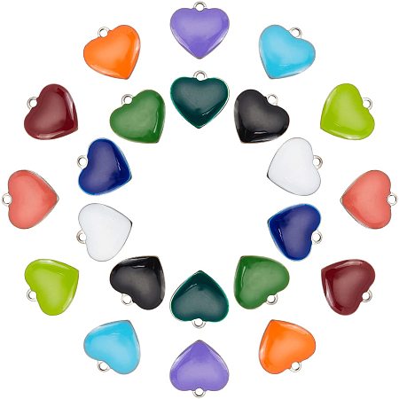 DICOSMETIC 44Pcs 11 Colors Stainless Steel Heart Shape Enamel Charms Colorful Metal Heart Charms Mini Heart Beads Enamel Charms for Bracelet Necklace Jewelry Making，Hole：1.5mm