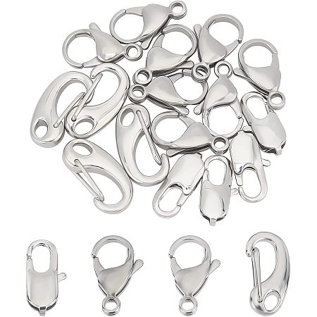 UNICRAFTALE 12pcs 3 Styles Snap Clasps & Lobster Claw Clasps Surgical Stainless Clasps Fastener Hook End Chain Clasp Metal Jewelry Clasps for Making Necklaces Bracelets 18-21mm