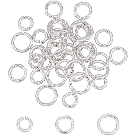 UNICRAFTALE 36pcs 3 Sizes Silver Open Jump Rings Stainless Steel Jump Ring Textured Connector Rings for Jewelry Making 6~10mm Inner Diameter