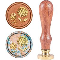 CRASPIRE Wax Seal Stamp Sunflower Vintage Sealing Wax Stamps 25mm Round Removable Brass Head Sealing Stamp with Wooden Handle for Halloween Wedding Invitations Christmas Xmas Party Gift Wrap