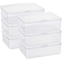 BENECREAT 6 Pack 5.6x4.2x1.8 Clear Plastic Box Containers with Lids for Beads, Coins, Safety Pins and Other Craft Jewelry Watch Findings