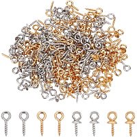 UNICRAFTALE About 200pcs 2 Styles and Colors Stainless Steel Peg Bails Pendants for Half Drilled Beads Cup Pearl Screw Eye Pin 10mm Long Bails Peg Screw Eye Pin Bail Peg Sets Eyelet Peg Findings