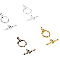 PandaHall Elite 120 Sets 4 Color Jewelry Toggle Clasps Alloy Round Bracelet End Clasp for Necklace Bracelet Jewelry Making