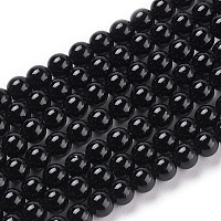 Arricraft Round Natural Black Onyx, Black Agate Stone Beads Strands, 4mm, Hole: 1mm; about 94pcs/strand, 15.7 inches