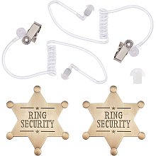 FINGERINSPIRE 4 Pcs Ring Security Breastpin Secret Service Accessories Include 2 Pcs Acoustic Earpiece Tube Headsets, 2 Pcs Ring Security Badges Police Spy FBI Cosplay Set for Wedding Keepsake