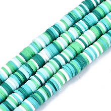 Honeyhandy Handmade Polymer Clay Beads Strands, for DIY Jewelry Crafts Supplies, Heishi Beads, Disc/Flat Round, Spring Green, 6x0.5~2mm, Hole: 1.6mm, about 360~390pcs/strand, 17.5 inch~17.9 inch(44.5~45.5cm)