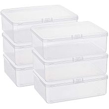 BENECREAT 6 Pack 5.6x4.2x1.8 Clear Plastic Box Containers with Lids for Beads, Coins, Safety Pins and Other Craft Jewelry Watch Findings