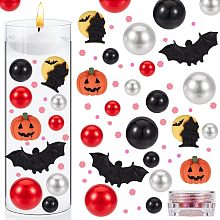 BENECREAT 159pcs Halloween Vase Filler Decor, Floating Black Red Pearls Fillers Pearl for Makeup Brushes Holder, Wedding, Party Decor