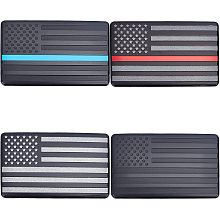 GORGECRAFT 4Pcs 4 Colors American Flag Decals Black United States Banner Sticker Stars Stripes Blue Red Line Adhesive Aluminum Badge Emblem Stickers for Car Patriotic Independence Day 4th of July