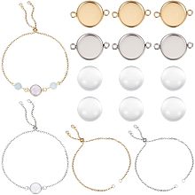 UNICRAFTALE 8 Sets 13.3cm Adjustable Slider Bracelets 304 Stainless Steel Slider Bracelets Cabochon Bracelet Bezel Jewellery Connector Bracelet with Clear Glass Cabochons for Bracelet Jewellery Making