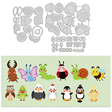 GLOBLELAND 3Pcs Combination Animals Cutting Dies Metal Insects Embossing Stencils Die Cuts for Paper Card Making Decoration DIY Scrapbooking Album Craft Decor