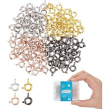 DICOSMETIC 120Pcs 4 Colors Open Spring Ring Jewelry Spring Clasp Brass Spring Ring Clasps Necklace Clasps Connectors Bracelets Round Clasps for Jewelry Making, Hole: 1.6mm