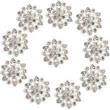 GORGECRAFT 10Pcs Rhinestone Shank Buttons Alloy Crystal Flower Shape Decorative Buttons Applique Embellishments in Clothes DIY Jewelry Decoration for Crafts Wedding Party Bouquet