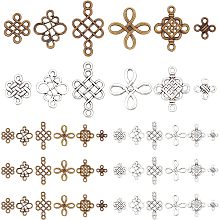 PandaHall Elite 96pcs Celticing Knot Charms, 12 Styles Chinese Knot Pendants Tibatan Style Alloy Connector Charms for Crafting, Jewelry Findings Making Accessory for DIY Necklace Bracelet